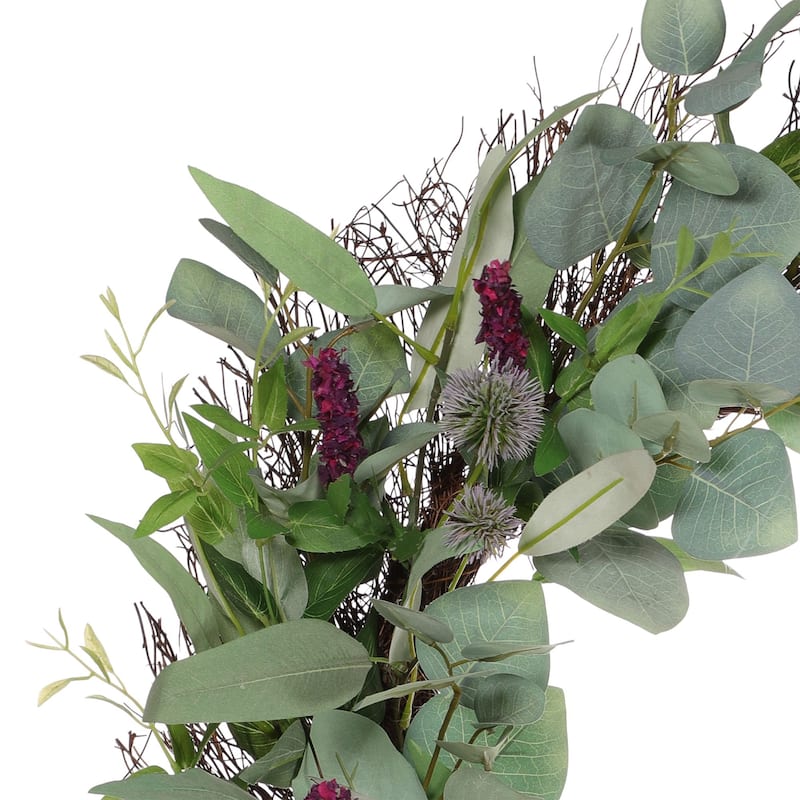 Lavender and Mixed Foliage Artificial Spring Wreath - 24" - Unlit