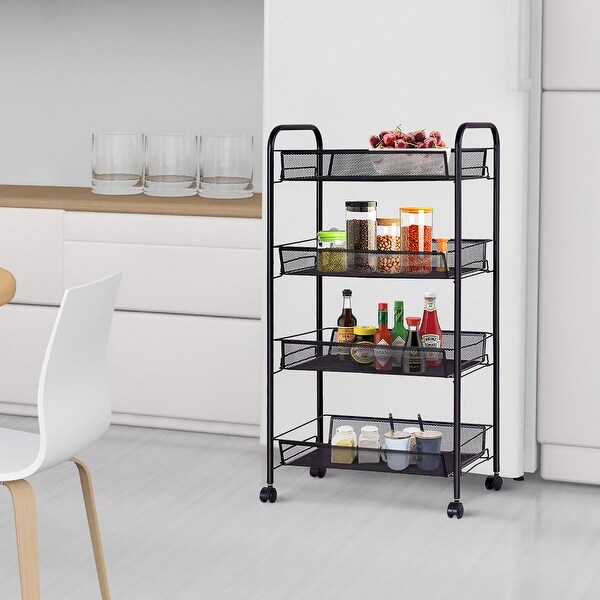 Details about   4 Tier Modern Kitchen Stand Shelf Rack Storage Cart Home Movable Workstation 