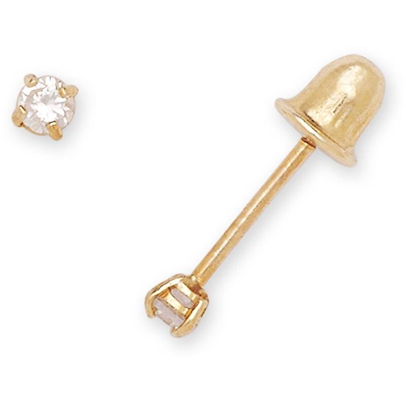 Curata 14k Gold Small 2mm Cubic Zirconia Screw Back Cartilage Earrings