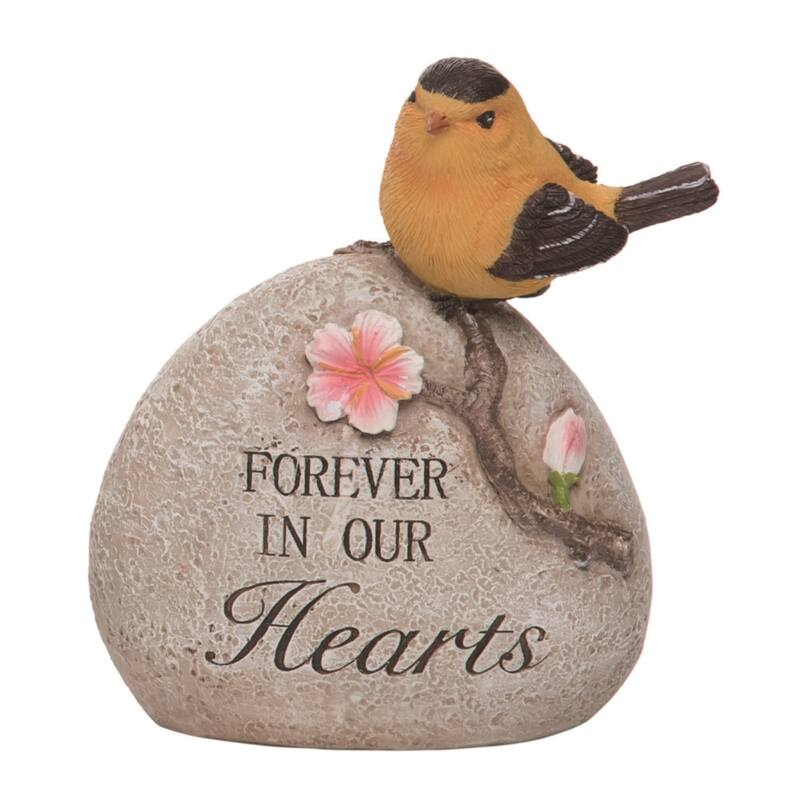 Transpac Resin 8.25" Gray Spring In Our Hearts Memorial Stone with Bird