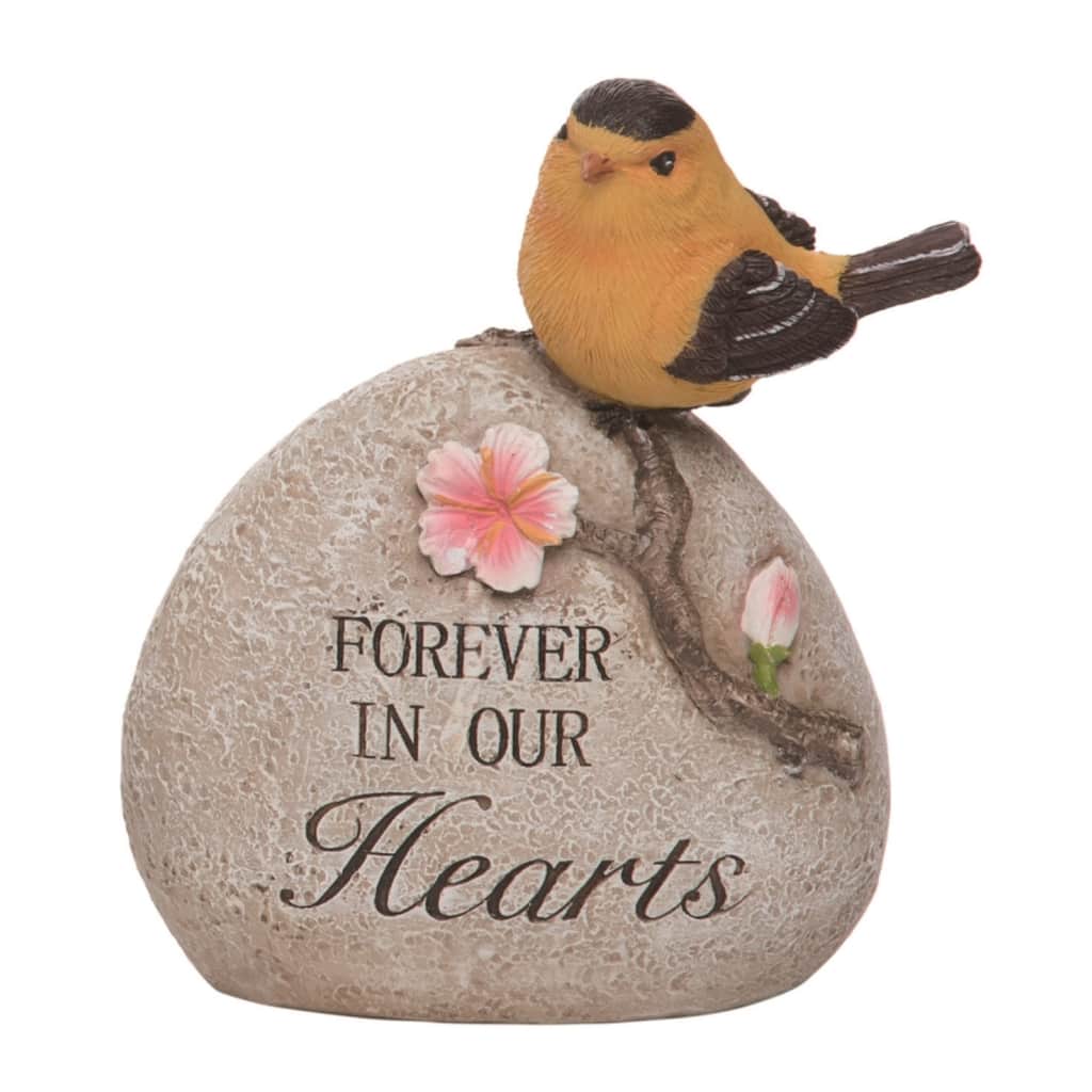 Transpac Resin 8.25" Gray Spring In Our Hearts Memorial Stone with Bird