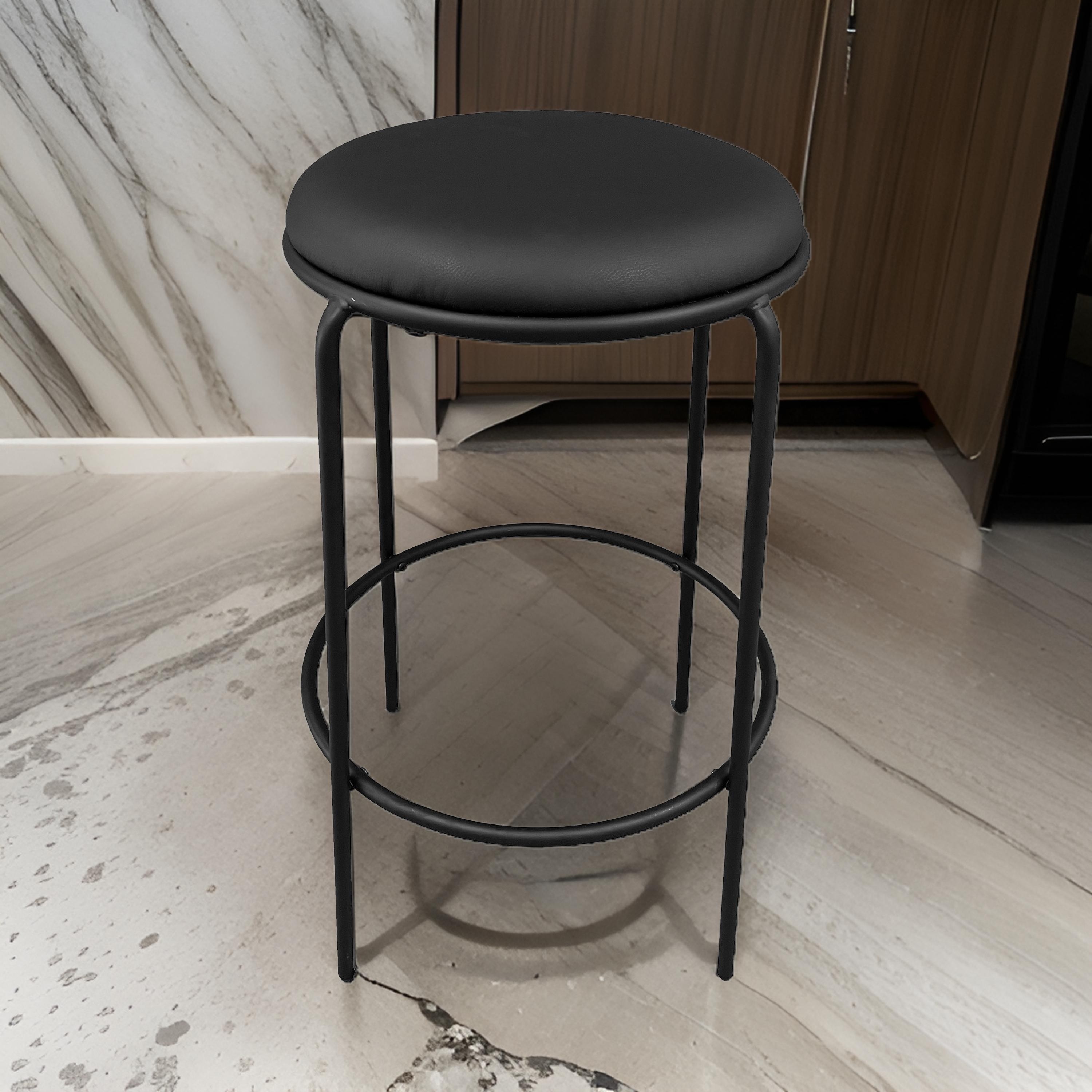【即発送可能】 Inch 30 Neni Barstool Black Seat, Cushioned Round 2, of Set その他
