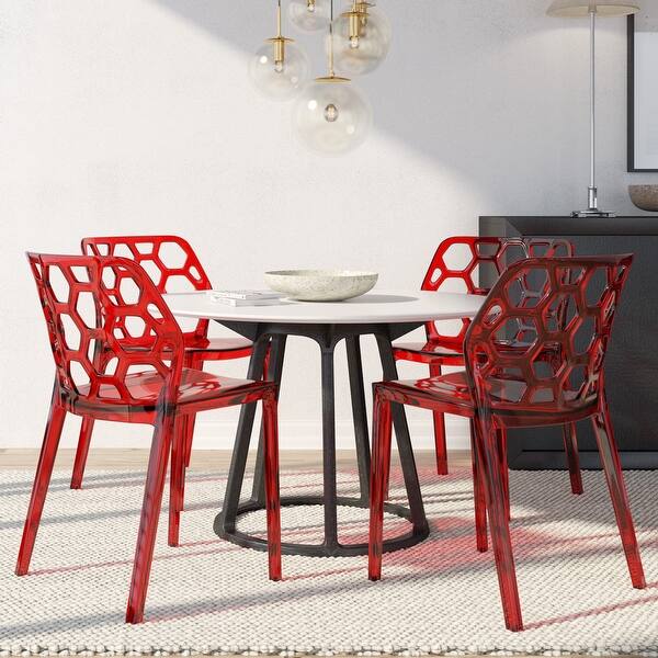 Shop Leisuremod Cove Modern Honeycomb Lucite Dining Side Chair Set