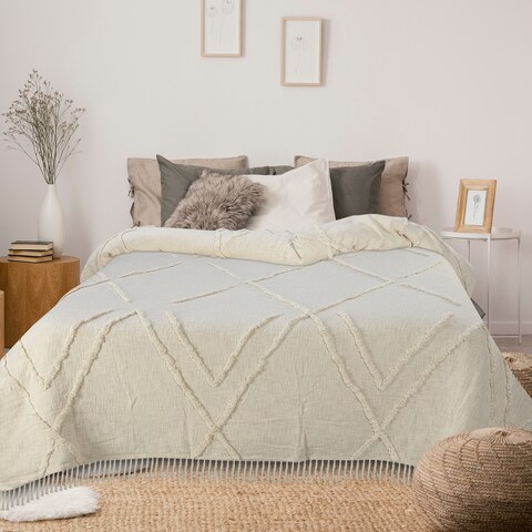 Solid Ivory Dazzling Diamond Coverlet