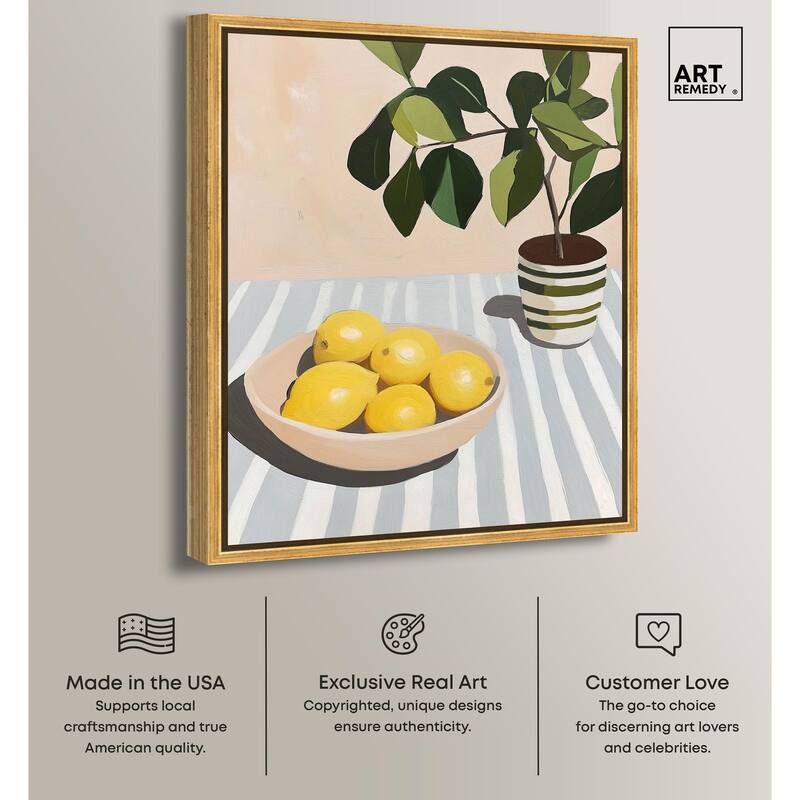 Lemon with Green Canvas by Art Remedy