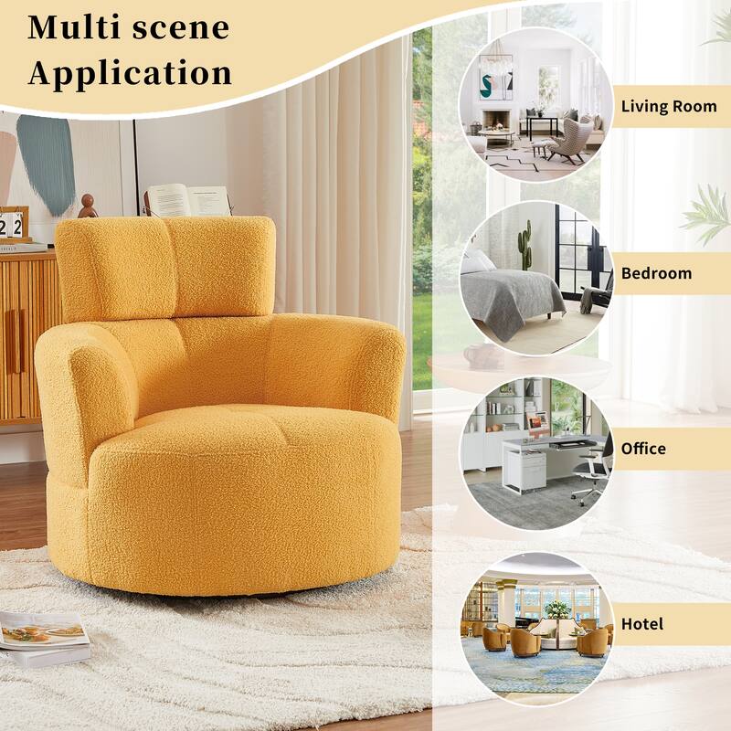 Swivel Chair Accent Chair Barrel Chair with Cushioned Seat, Round Sofa Chair with Adjustable Headrest