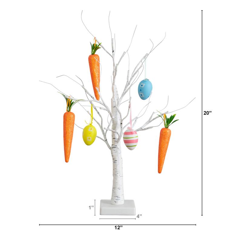 2-ft Pre-Lit Easter Egg and Carrots Twig Tree with 24 LED Lights