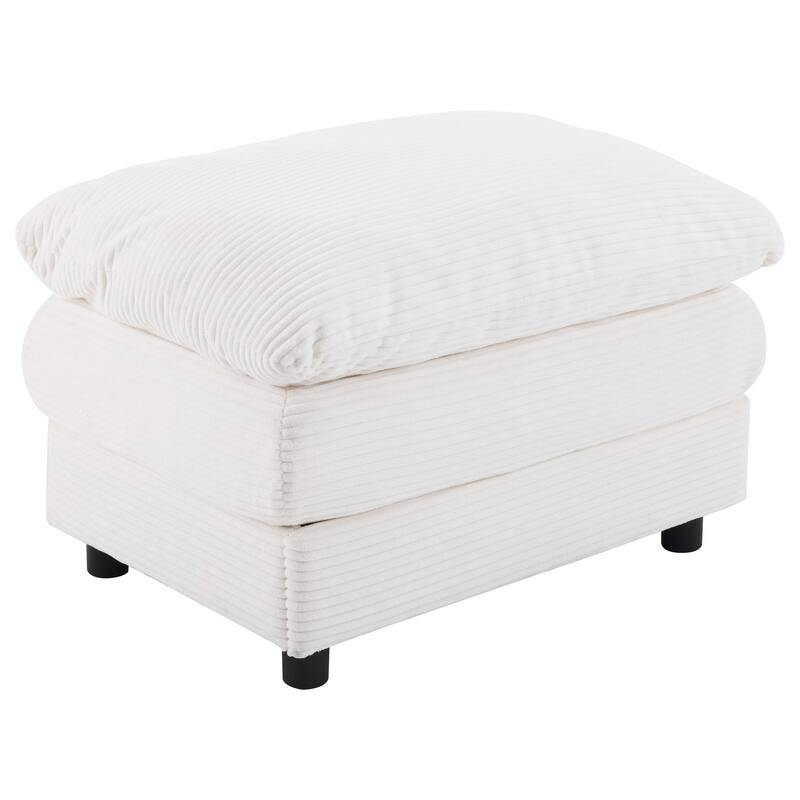 Corduroy Armchair Set with Ottoman