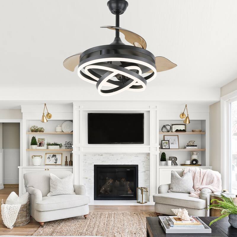 Oaks Aura 42in.Dimmable LED DIY Shape Modern Ceiling Fan With Lights, 6-Speed Latest DC Motor Quiet Ceiling Fan With Remote