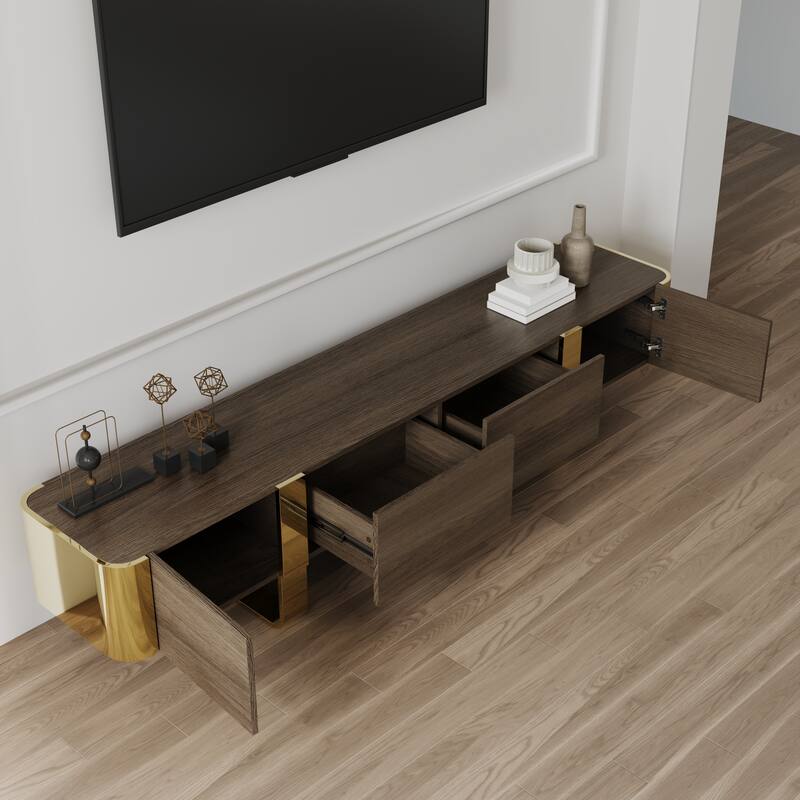 79 inch Wood TV Stand Partial Assembly Entertainment Center Modern Media Console with Drawers and Storage Cabinets