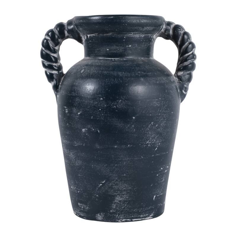 Decorative Textured Amphora Table Vase with Twisted Handles