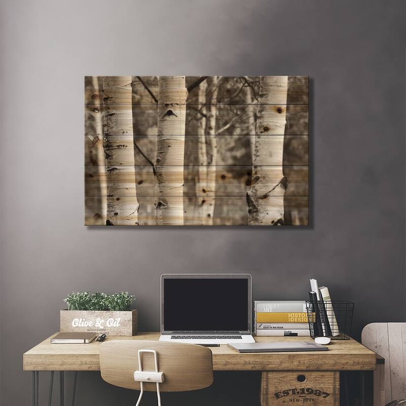 Aspens IV Print On Wood by Debra Van Swearingen - Multi-Color