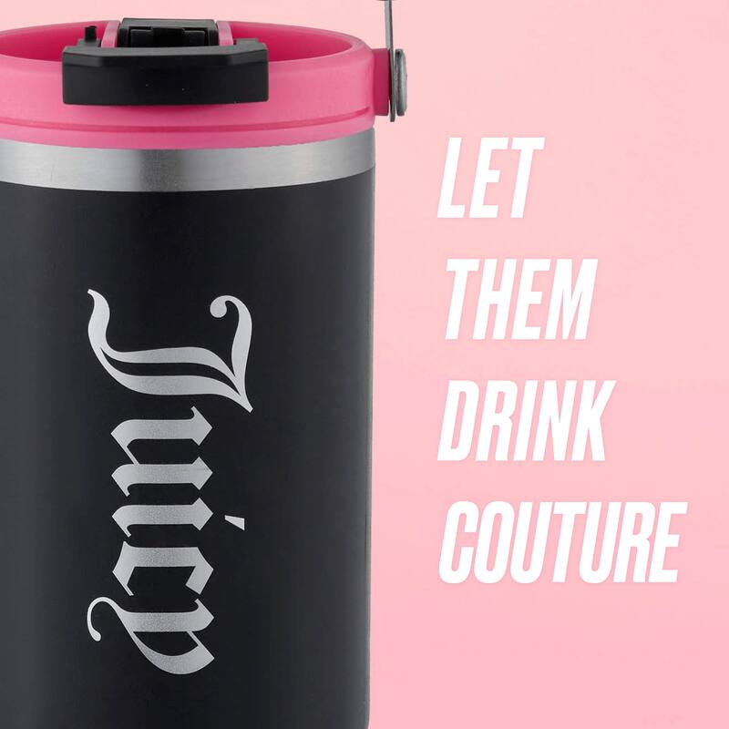 Juicy Couture Flip Fusion Hydration Stainless Steel Screw Top Tumbler with Flip Handle