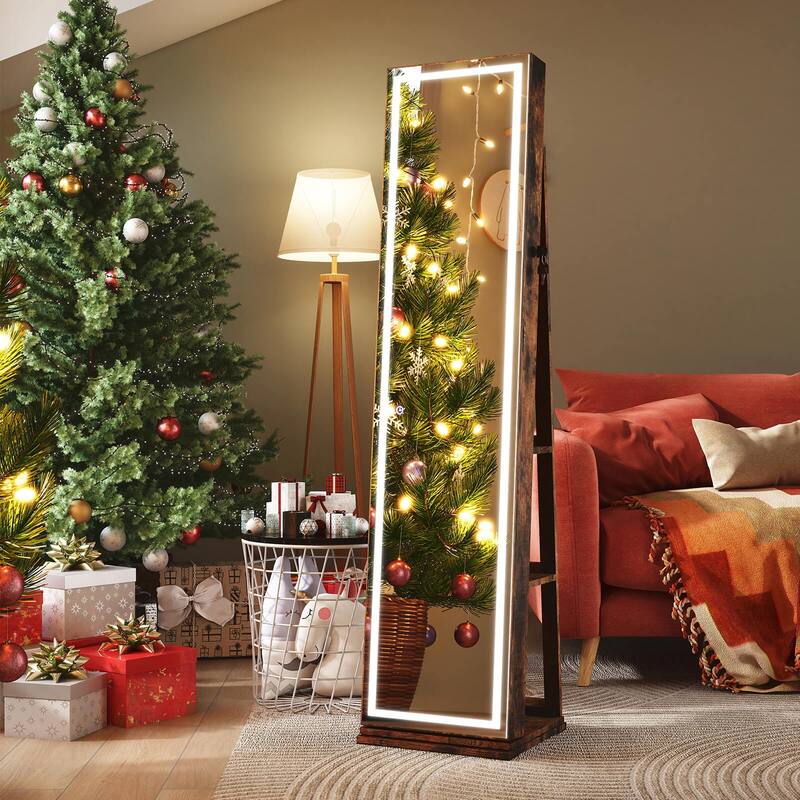 Costway 360° Swivel Jewelry Cabinet with Lighted Full Length Mirror & - See Details