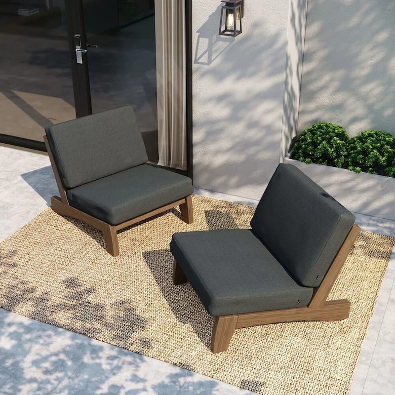2 Set Patio Acacia Wood Outdoor Chair