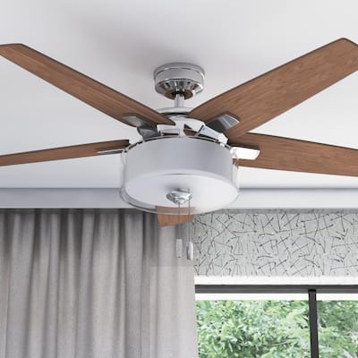 Prominence Home Cicero 52" Modern Brushed Nickel LED Ceiling Fan with Drum Light