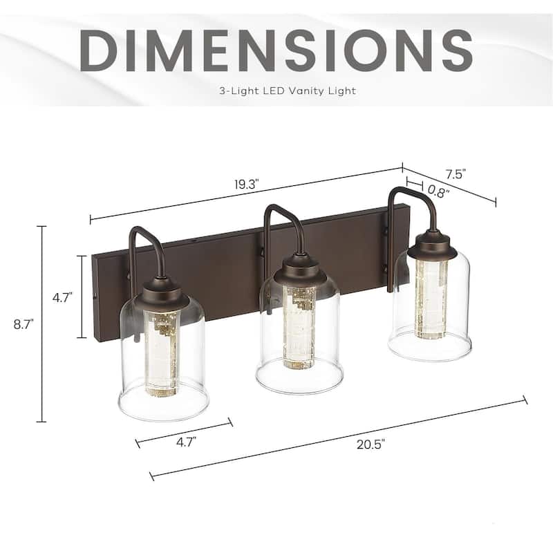 3-Light LED Vanity Light with 3 Colors Modes (3000K/4000K/5000K)