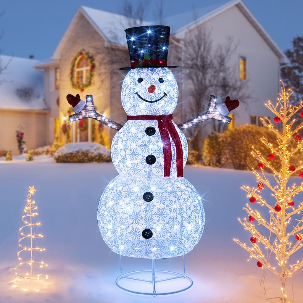 Gymax 6 FT Pre-Lit Christmas Snowman Xmas Snowman Built-in Lights & - Multi - See Details