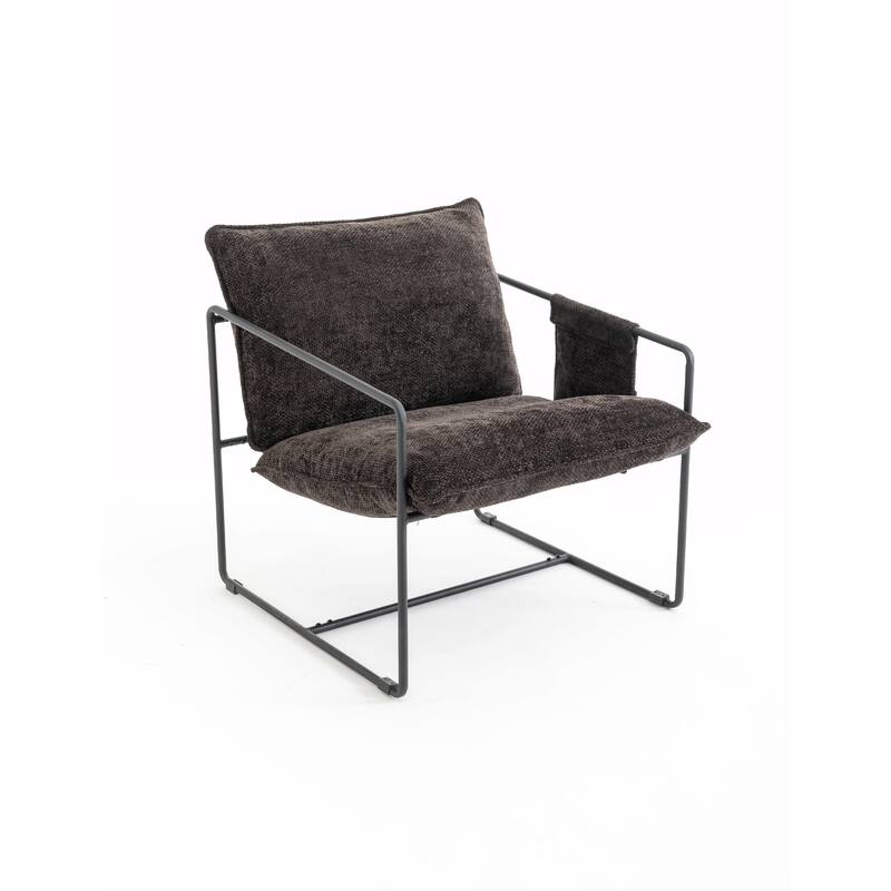 Upholstered Hanging Armchairs with Arm Pockets, Metal Frame,Set of 2