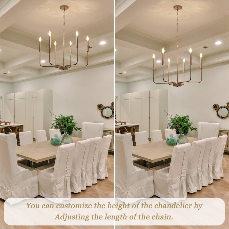 6-Light W26.18" x H66.92" Candle Chandelier for Living Room Kitchen Island