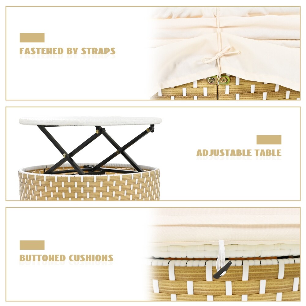 Round Wicker Outdoor Day Bed with Retractable Canopy