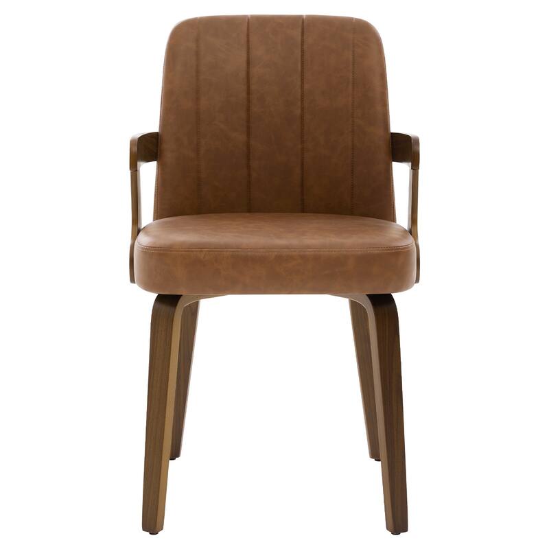 Mid-century Modern Upholstered Dining Chairs Bentwood Side Chairs with Armrests - 34.3"H x 19.9"W x 22.1"D