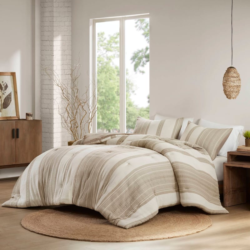 3PCS Full/Queen Comforter 3 PCS Set - Tan