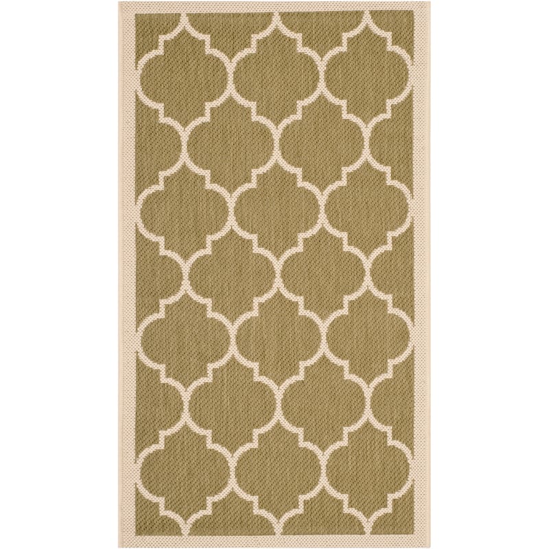 SAFAVIEH Courtyard Kathy Indoor/ Outdoor Waterproof Patio Backyard Rug - 2' x 3'7" - Green/Beige