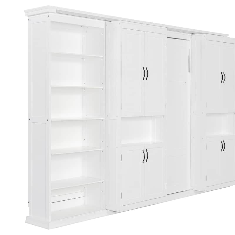 Murphy Bed Heavy Duty Cabinet Bed with Storage Shelves Queen Size