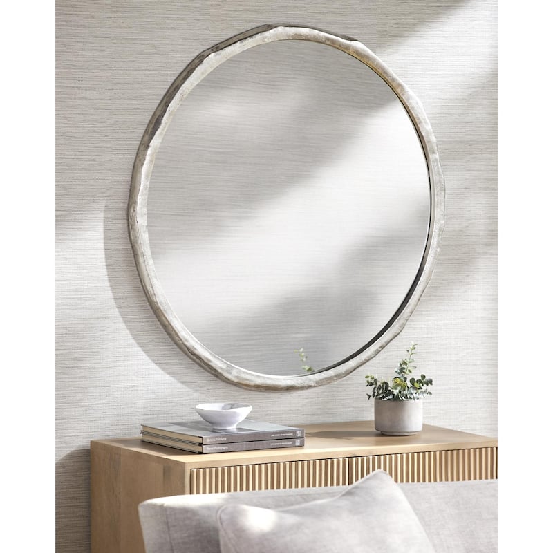 Livabliss Arenas Modern Accent Mirror - 34"H x 34"W x 1"D - Nickel