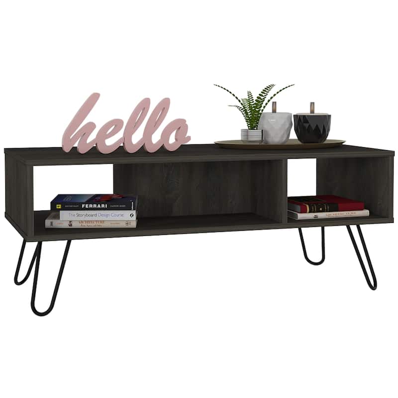 Coffee Table for Living Room, Two Shelves, Carbon Espresso Finish