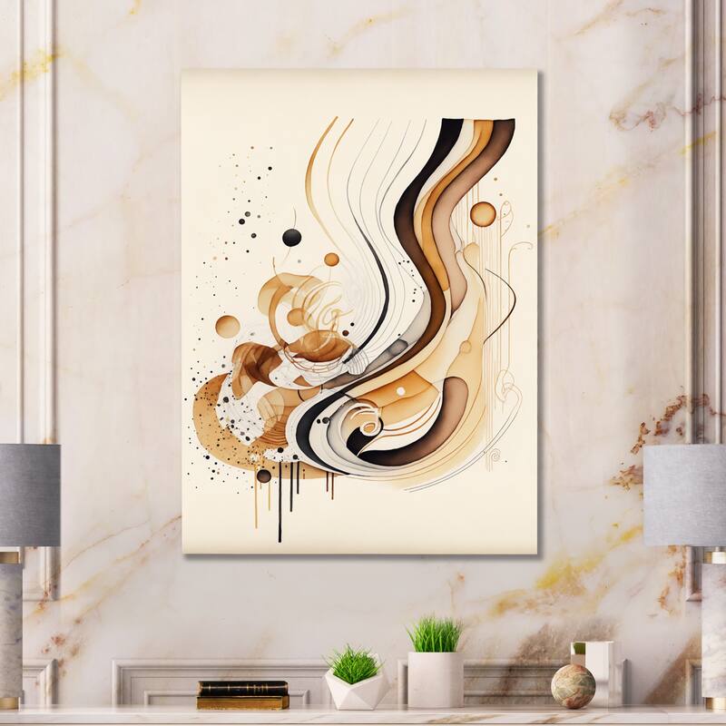 Designart 'Brown And Black Movement IV' Modern Canvas Wall Art