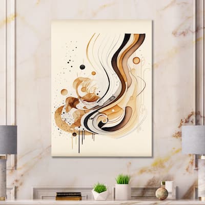 Designart 'Brown And Black Movement IV' Modern Canvas Wall Art