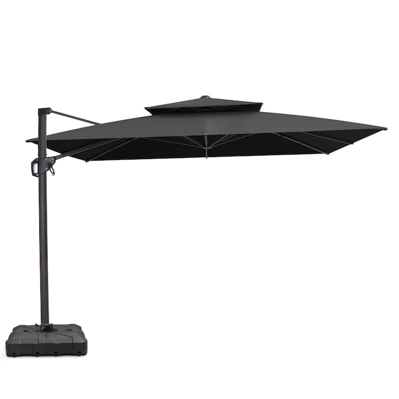 VredHom Patio Outdoor 11 x 11 FT Cantilever-Offset Umbrella with HDPE Base - Black