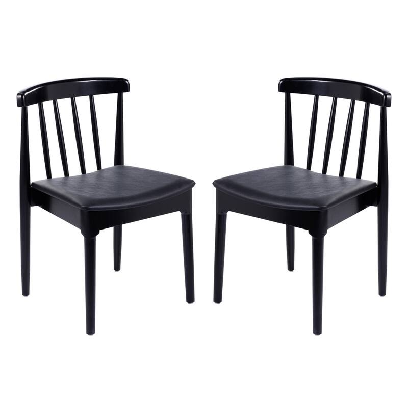 Commercial Solid Wood Dining Chair with Vinyl Padded Seat - Set of 2
