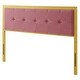 preview thumbnail 2 of 3, Panama Modern Heather Pink Velvet Button Tufted Upholstered Twin Size Metal Headboard