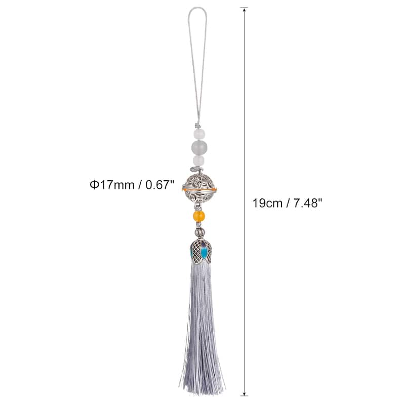 1Pcs 19cm/7.48" Pendants with Tassels, Classic Bells Tassel Pendant - Silver Gray