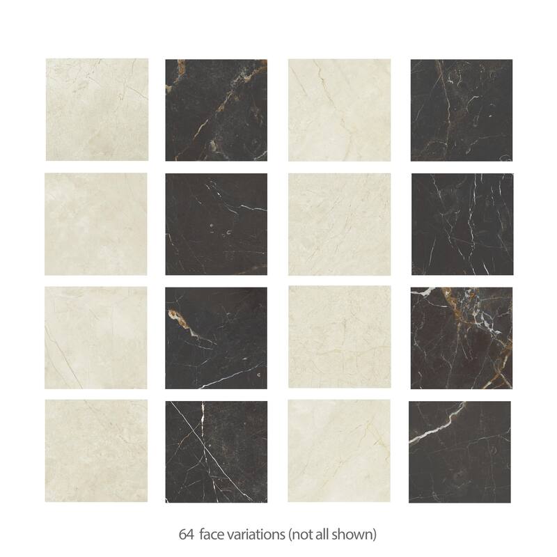 Merola Tile Reve Checker Beige with Noir 11-3/4" x 11-3/4" Porcelain Floor and Wall Tile