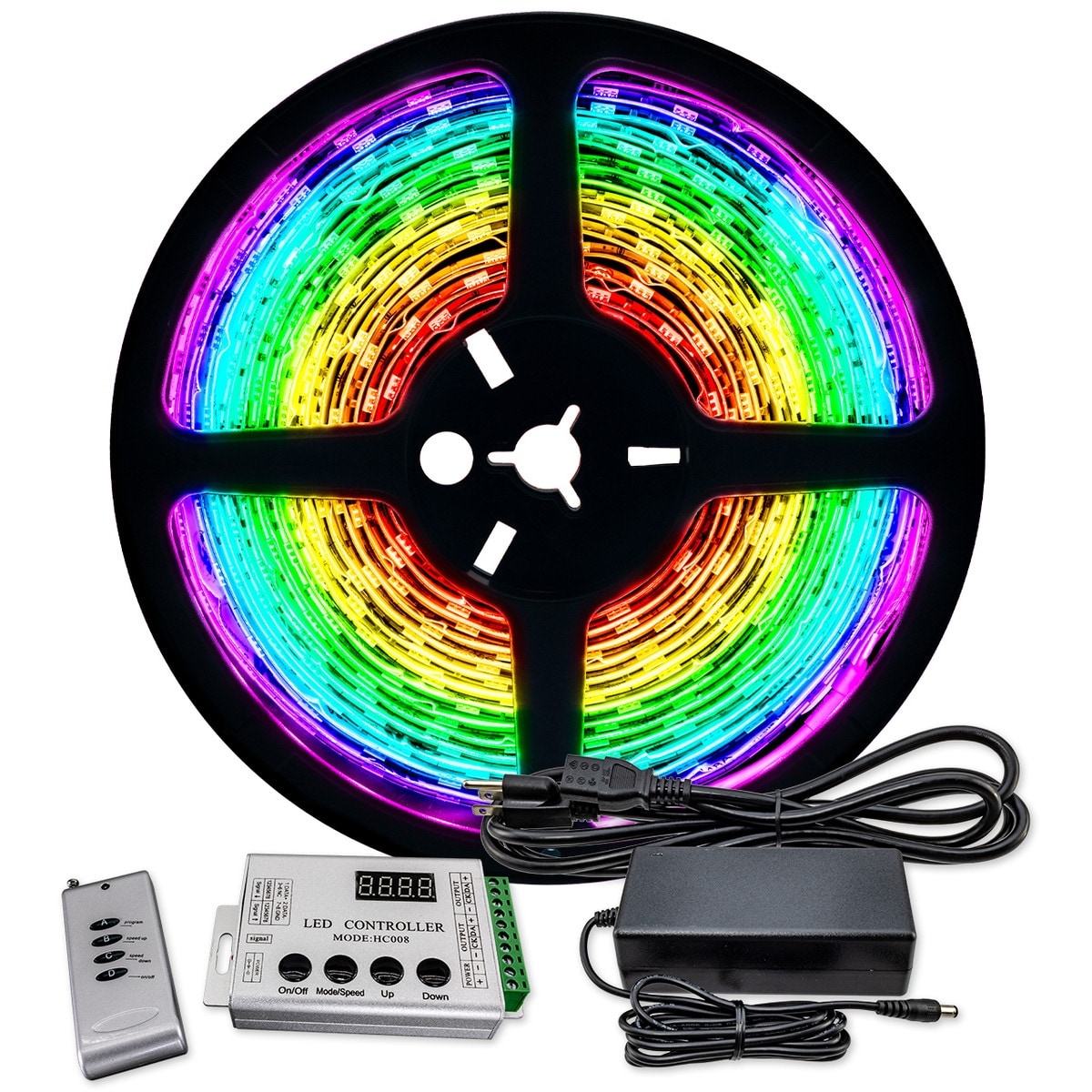 16.4 Ft Bundle RGB Color Changing Chasing LED Strip Light with 12 Volt 196.8 L Bed Bath Beyond 42034484