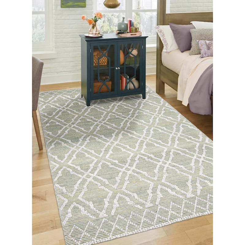 ECARPETGALLERY Braid weave Sienna Green Wool Rug - 5'2 x 8'0