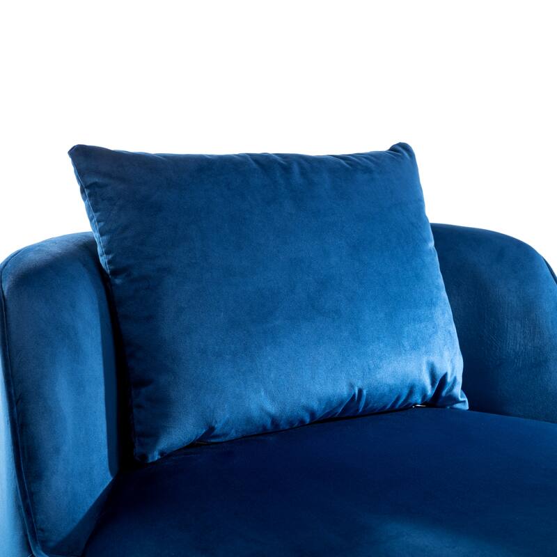 Swivel Accent Chair, Indoor Armchair with Pillow, Modern Velvet Upholstered Barrel Chair with Backrest for Living Room