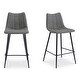 preview thumbnail 1 of 7, NADAAL STUDIOS Florian Counter Stool, Performance Upholstery and Steel Legs, Dark Grey - Set of 2