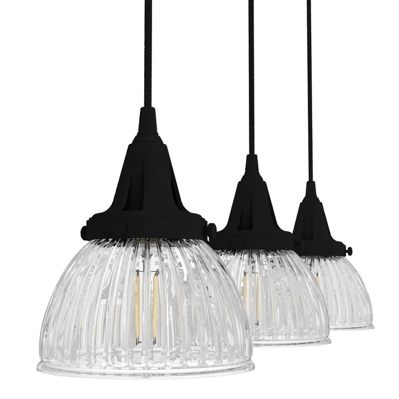 Hunter Cypress Grove 3-Light Linear Cluster Pendant - Kitchen Island, Dining Room - Industrial, Transitional, Modern