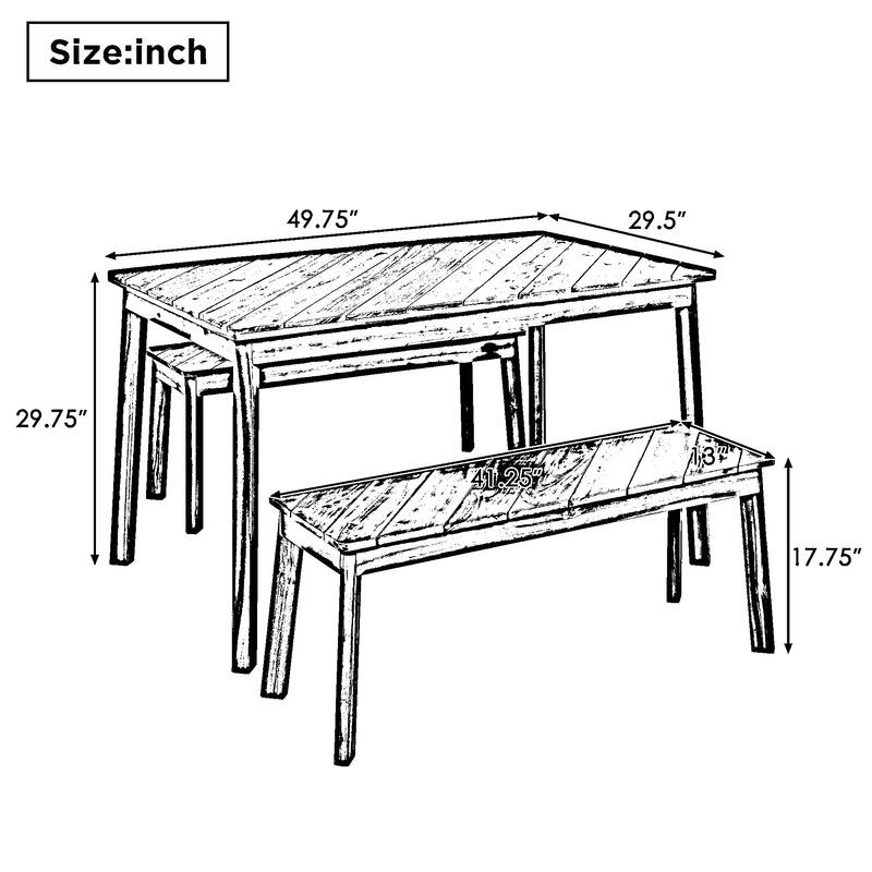 3-Piece Acacia Wood Patio Dining Set with Benches – Indoor & Outdoor Picnic Table