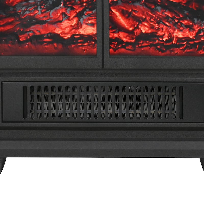 14-inch Black Free standing Electric Fireplace with Flame Effect and Two heat settings - 13.97''L *8.11''W *18.89'' H