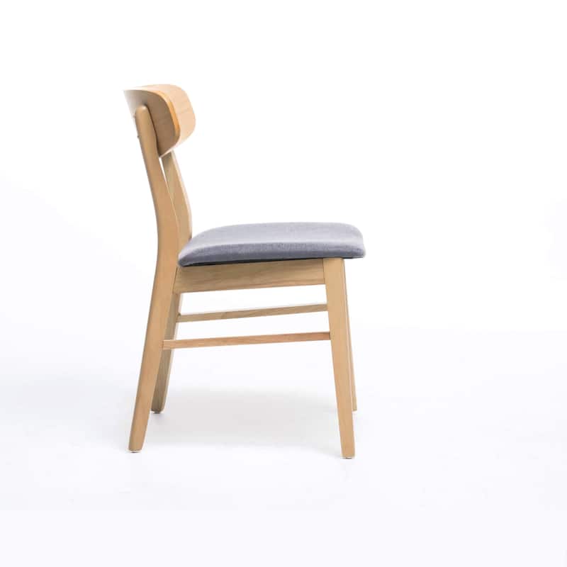 Roomfitters Set of 2 Modern Dining Chairs with Padded Fabric Seats and Solid Rubberwood Legs