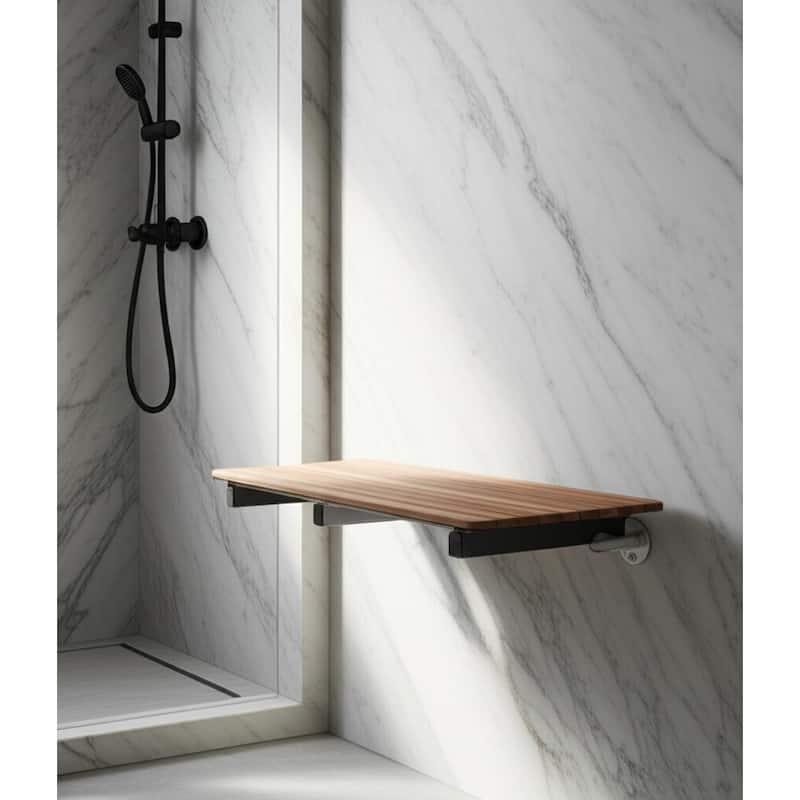 14" X 26" Brown Teak Rectangular Shower Bench - Brown