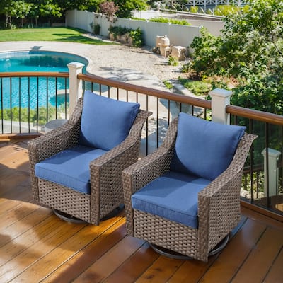 360° Rotating Wicker Patio Bistro Sets with Soft Cushion - Brown