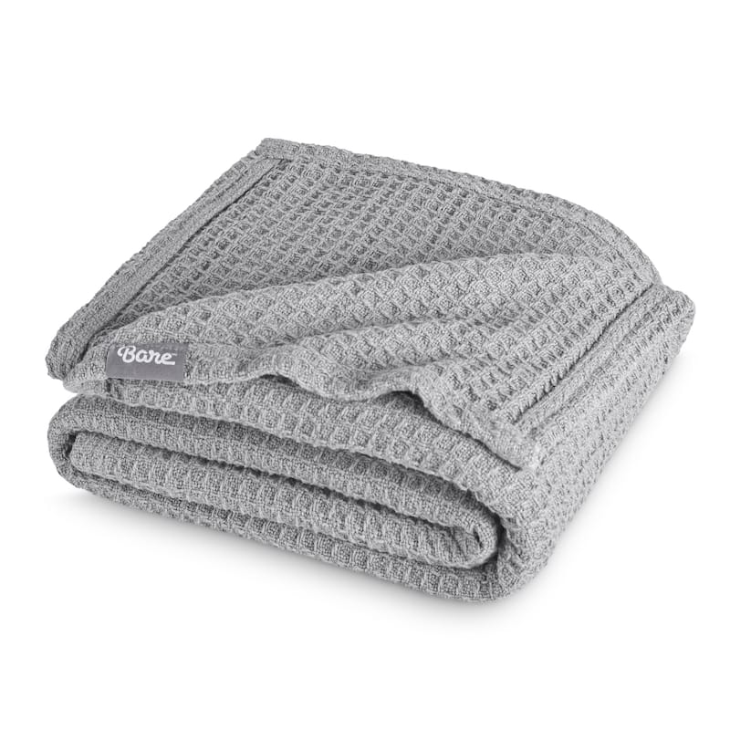 Bare Home Cotton Waffle Bed Blanket - Twin/Twin XL - Light Grey