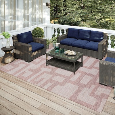 Indoor/ Outdoor Addison Yuma Modern Cobblestone Washable Area Rug